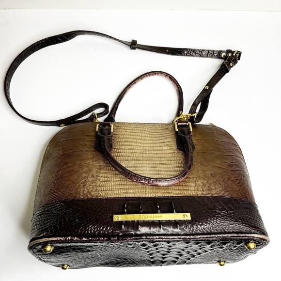 Brahmin | Vivian Sable Pennfield Ombré Pearlescent Leather Satchel Handbag - Picture 3 of 9